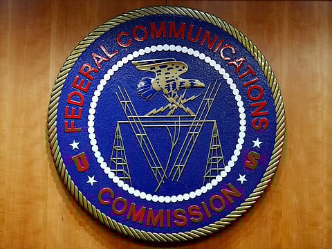 File photo: The seal of the Federal Communications Commission (FCC) is seen before an FCC meeting to vote on net neutrality, December 14, 2017, in Washington.  