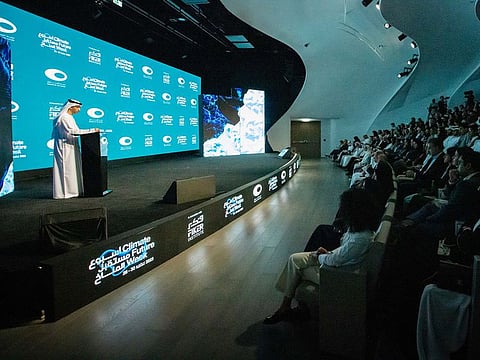 Dr Thani Al Zeyoudi, Minister of State for Foreign Trade, on the second day of the Climate Future Week at the Museum of the Future in Dubai on Wednesday