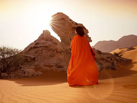 A scene from Mleiha desert in Sharjah, UAE.