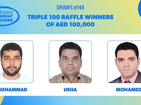 The triple raffle winners of the latest Saturday Millions Mahzooz draw.