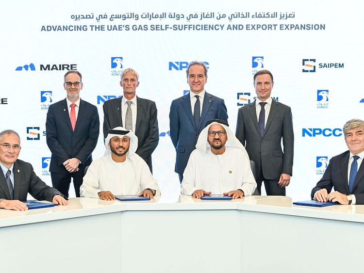 Saipem CEO Alessandro Puliti, NPCC CEO Eng. Ahmed Al Dhaheri, ADNOC Upstream Executive Director Abdulmunim Al Kindy, and MAIRE CEO Alessandro Bernini-1696491945066