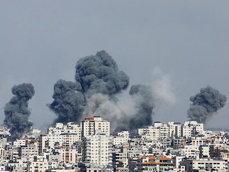 Smoke rises following Israeli strikes in Gaza