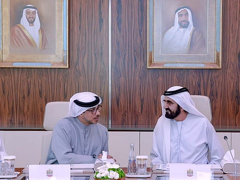 His Highness Sheikh Mohammed bin Rashid Al Maktoum, Vice President, Prime Minister and Ruler of Dubai, chaired the UAE Cabinet meeting at Qasr Al Watan, Abu Dhabi, in the presence of Sheikh Mansour bin Zayed Al Nahyan, Vice President, Deputy Prime Minister and Chairman of Presidential Court.