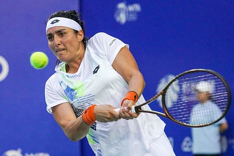 Tunisias Ons Jabeur in action during the Ningbo Open in Ningbo, in China's eastern Zhejiang province in September.