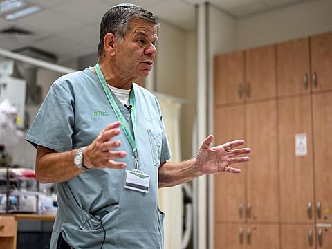 Dr Dan Schwarzfuchs, deputy director-general of Clalit Health Services' Soroka medical centre, gives an interview at the facility in Beersheba in southern Israel on October 11, 2023.  