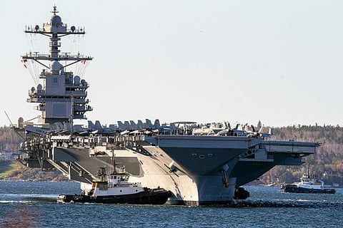 The USS Gerald R. Ford, one of the world's largest aircraft carriers, sails to the Eastern Mediterranean to be ready to assist Israel.