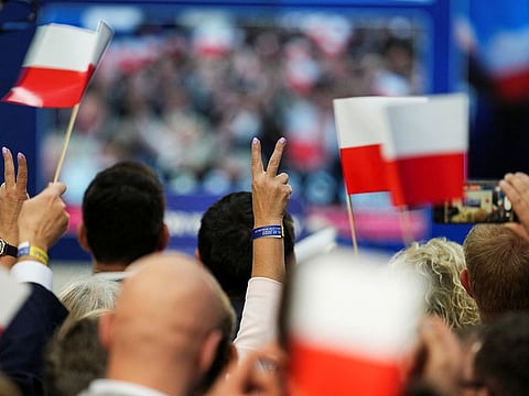 Supporters of Poland's ruling conservative Law and Justice (PiS) in Warsaw, Poland.