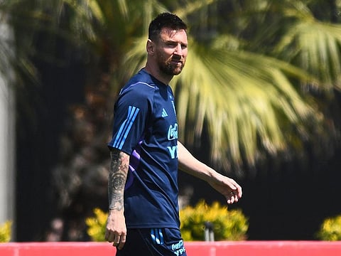 Lionel Andres Messi at the training ground in Buenos Aires on Monday.