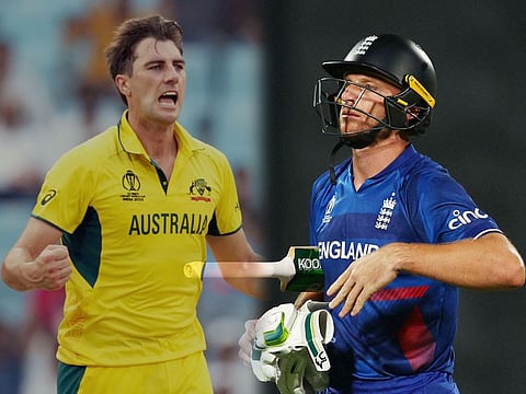 Australia captain Pat Cummins (left) and England skipper Jos Buttler. Their teams are battling to keep alive their chances of qualifying for the semifinals of the ICC Cricket World Cup. 