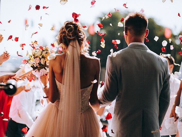 Two people getting married