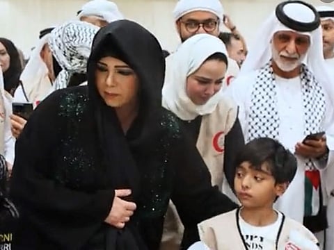 Sheikha Latifa bint Mohammed bin Rashid Al Maktoum at the ‘Tarahum for Gaza’ campaign in Dubai on Saturday.
