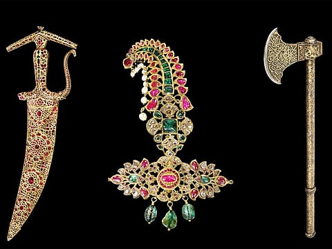 Some artefacts on display originating from the collection of the late Sheikh Nasser Sabah al Ahmed al-Sabah and Sheikh Hessa Sabah al- Salem al-Sabah of Kuwait, known as the al-Sabah Collection, Dar al- Athar al-Islamiyyah, Kuwait. 