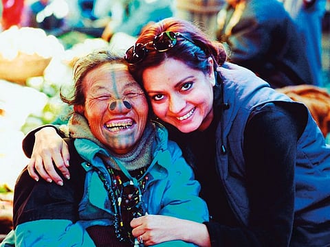 Anu (right) with an Apatani woman in Ziro during the photographer's visit in 2000