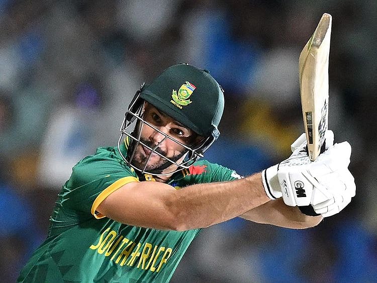South Africa's Aiden Markram plays a shot
