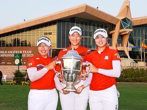 Republic of Korea lift the trophy at Abu Dhabi Golf Club