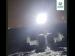 Watch: Dubai Police rescue boat moments before collision with breakwater