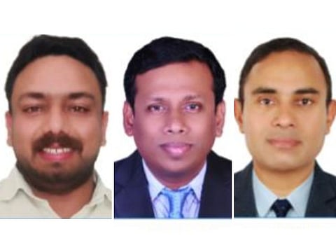 From left: Abdul Gafoor, Pratik and Sathiya