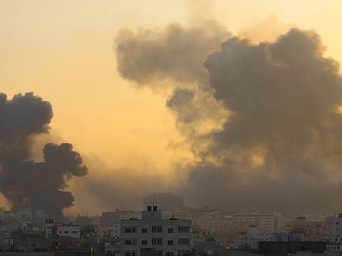 Smoke rises following Israeli airstrikes in Gaza City