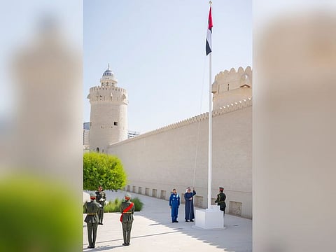 President His Highness Sheikh Mohamed bin Zayed Al Nahyan led the Flag Day ceremonies by hoisting the UAE flag with UAE astronaut Sultan Al Neyadi on Friday in Abu Dhabi. The UAE Flag Day is celebrated annually on November 3.