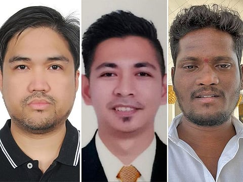 (from left) Filipinos Arfilson Tansio and Charles Mendoza, and Indian national Ramu Chakali won Dh25,000, Dh50,000 and Dh75,000 respectively