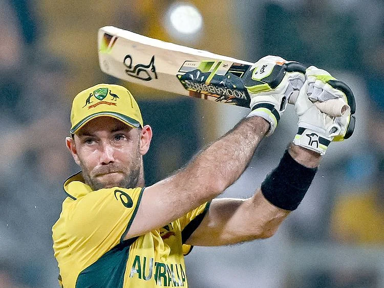 Australia's Glenn Maxwell plays a shot