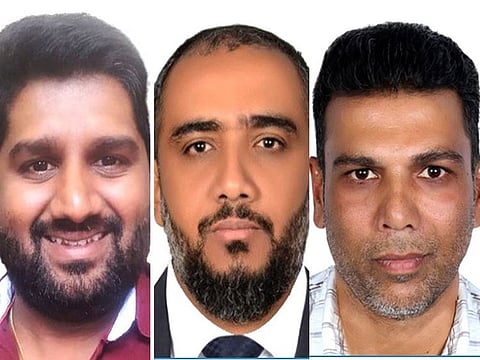 (from left) Bhagavath, Mohamed and Sherien are the latest winners