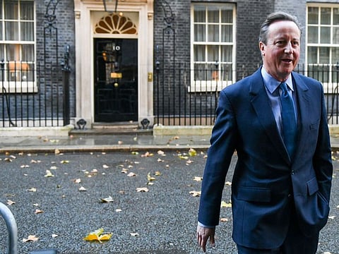 David Cameron, UK foreign secretary, departs 10 Downing Street after being appointed in London on Monday, November 13, 2023.  