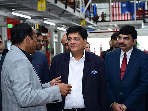 Commerce and Industry Minister Piyush Goyal visited the manufacturing facility of US-based electric vehicle major Tesla at Fremont, California.