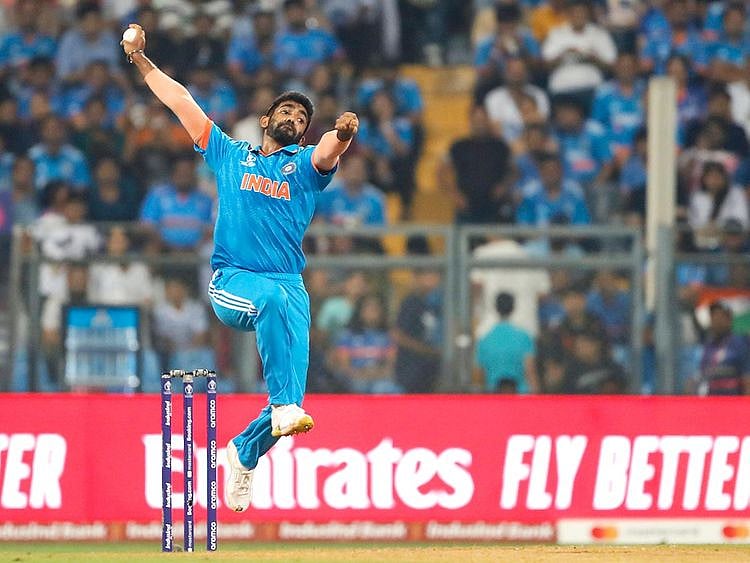 India's Jasprit Bumrah bowls 