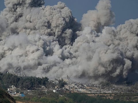 Smoke rises after an Israeli strike on the Gaza Strip on Thursday, Nov. 16, 2023. 