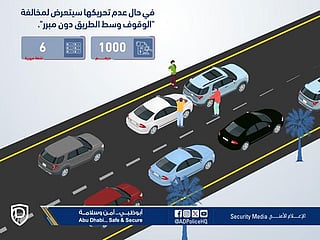 Abu Dhabi Police: Dh1,000 fine, six black points for unjustified road stoppage