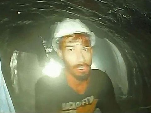 A worker trapped inside the under-construction tunnel, days after it collapsed in the Uttarkashi district of India's Uttarakhand state.