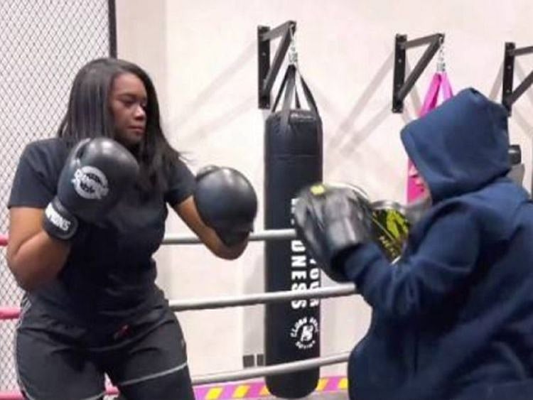Najah during a practice session in her gym.