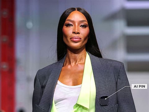 Naomi Campbell debuts Humane AI Pin at Coperni's Paris Fashion Week show