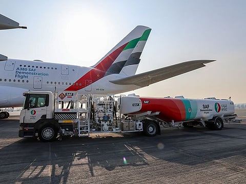  Last week Emirates became the world’s first airline to complete an Airbus A380 demonstration flight using 100 per cent SAF.