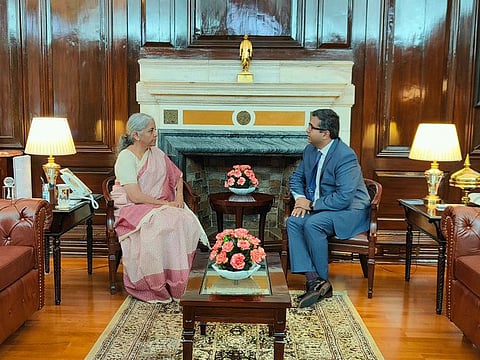  India's Finance Minister, Nirmala Sitharaman with Manoj Ladwa, Founder and Chairman, India Global Forum