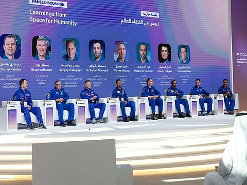 UAE astronaut Sultan Al Neyadi, along with the rest of the ISS Expedition 69 crew – including commander Sergey Prokopyev, flight engineers Frank Rubio, Dmitri Petelin, Stephen Bowen, Woody Hoburg and Andrey Fedyaev, and UAE astronaut Hazza Al Mansouri, who was part of the ground team.