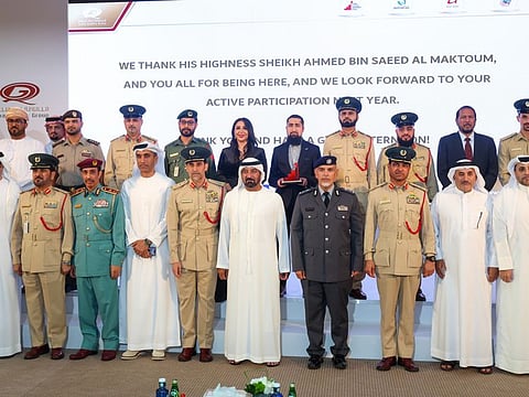 Sheikh Ahmed bin Saeed Al Maktoum (centre front) with the winners