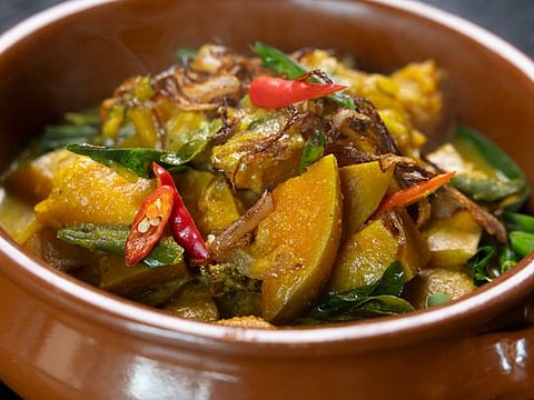 Sri Lankan creamy pumpkin curry with delicious coconut milk