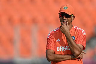Indias coach Rahul Dravid during a practice session.