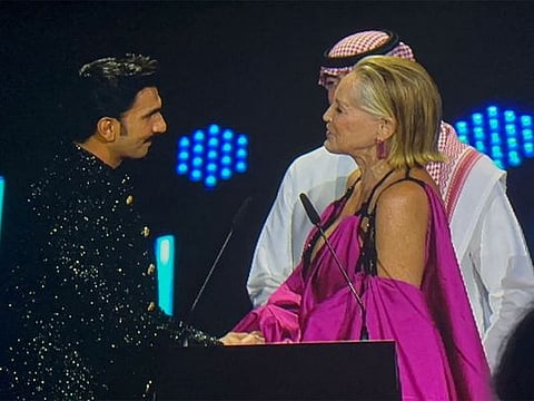 Ranveer Singh gets an award from Sharon Stone: Hollywood, Bollywood, and Arabic cinema collide at Red Sea International Film Festival