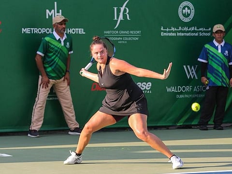 Top seed Viktoria Hruncakova eased her way past Dalila Jakupovic in the opening round of the 26th Al Habtoor Tennis Challenge, on Monday.
