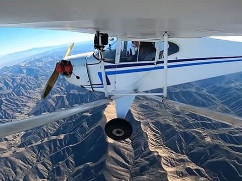 Trevor Jacob appears to experience engine trouble while flying over southern California in November 2021.