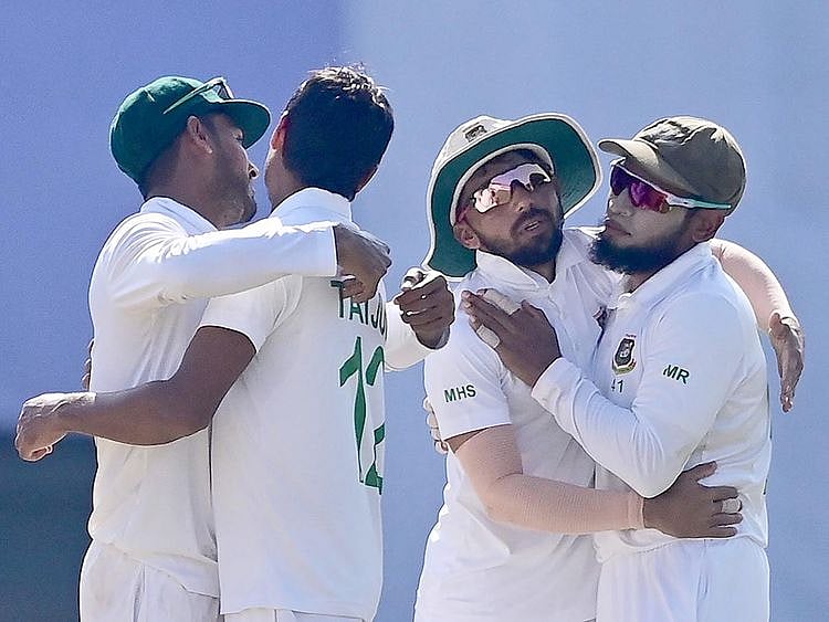 Bangladesh’s cricketers celebrate