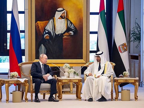President His Highness Sheikh Mohamed bin Zayed Al Nahyan on Wednesday received Vladimir Putin, President of the Russian Federation, who is on a state visit to the UAE.