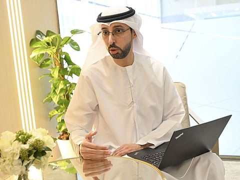 Mohammed Abdulkareem Al Shamsi, Acting Executive Director of Suqia, UAE, during an interview at DEWA stand in COP-28 at Expo City Dubai on December 7, 2023. 