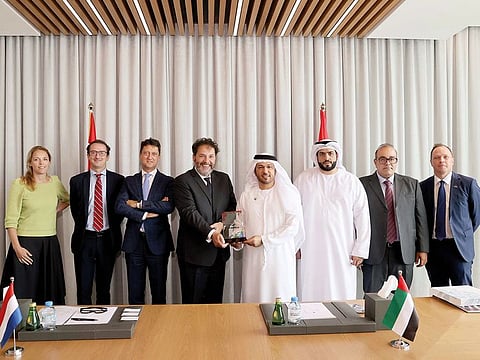 Abdulla Bin Damithan, CEO and MD, DP World GCC, hosts Dr Carel Richter, Consul-General of the Netherlands, alongwith representatives of both teams during the Consul General’s visit to the DP World headquarters in Dubai last year