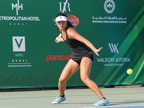 Arianne Hartono overcame nerves in the third set to defeat Heather Watson to clinch a spot in the Al Habtoor Tennis Challenge final on Saturday.