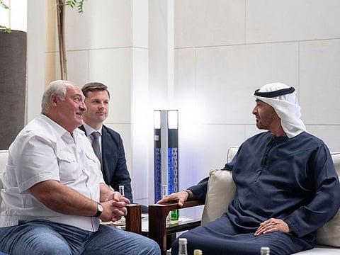 President His Highness Sheikh Mohamed bin Zayed Al Nahyan on Friday meets with Aleksandr Lukashenko President of Belarus who is on visit to UAE to participate in COP28.