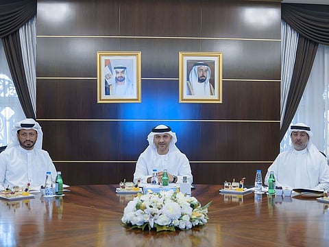 Officials at the Supreme Committee for the Sharjah Consultative Council Election meeting on Sunday.